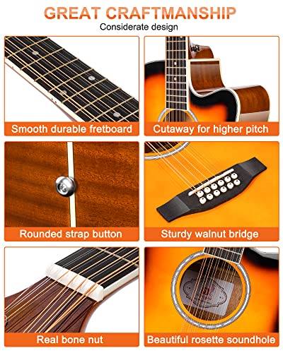 Black Matte 12 String Acoustic Electric Guitar N107469