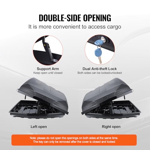 Black 22 Cubic Feet ABS Hard Shell Roof Box with Dual-Sided Opening E265