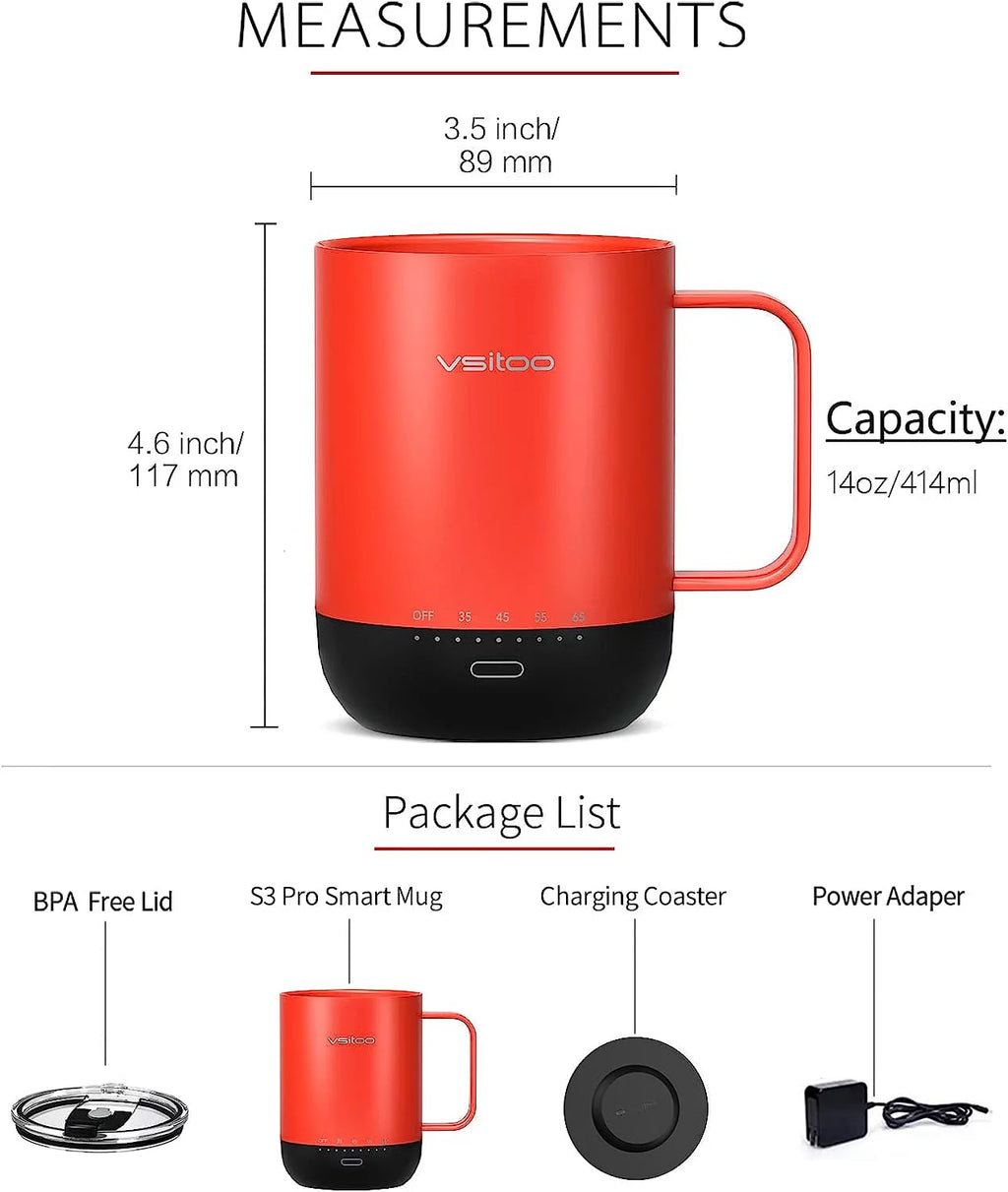 14 oz Self Heating Coffee Mug with Lid L97621