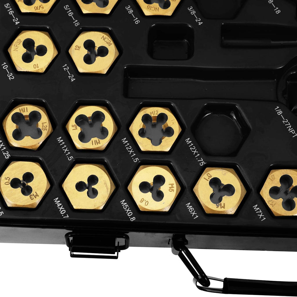 86 Piece Metric and SAE Standard Tap and Die Set with Metal Carrying Case L18970