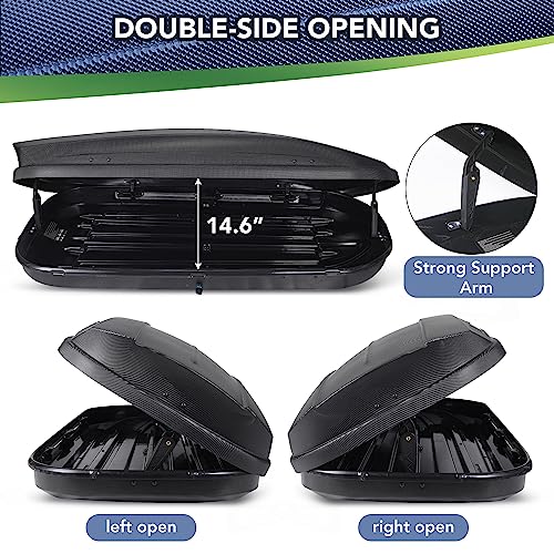 Black Dual-Side Opening Hard-Shell Roof Cargo Box Carrier U446