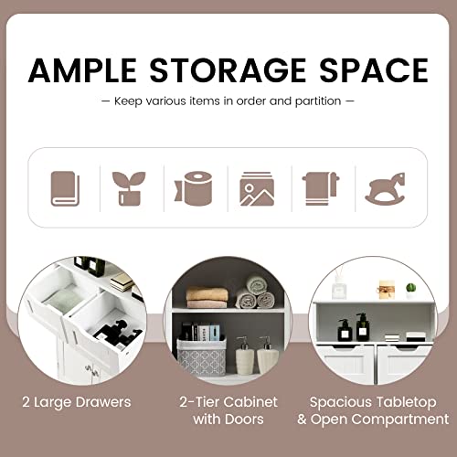 Black Bathroom Floor Cabinet with 2 Removable Drawers, 2 Doors & Adjustable Shelf A5545