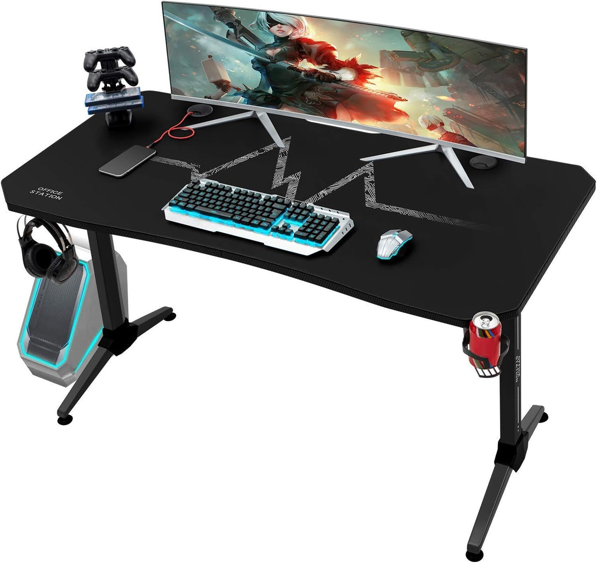 44 Inch Black Gaming Desk with Mouse Pad Z69931