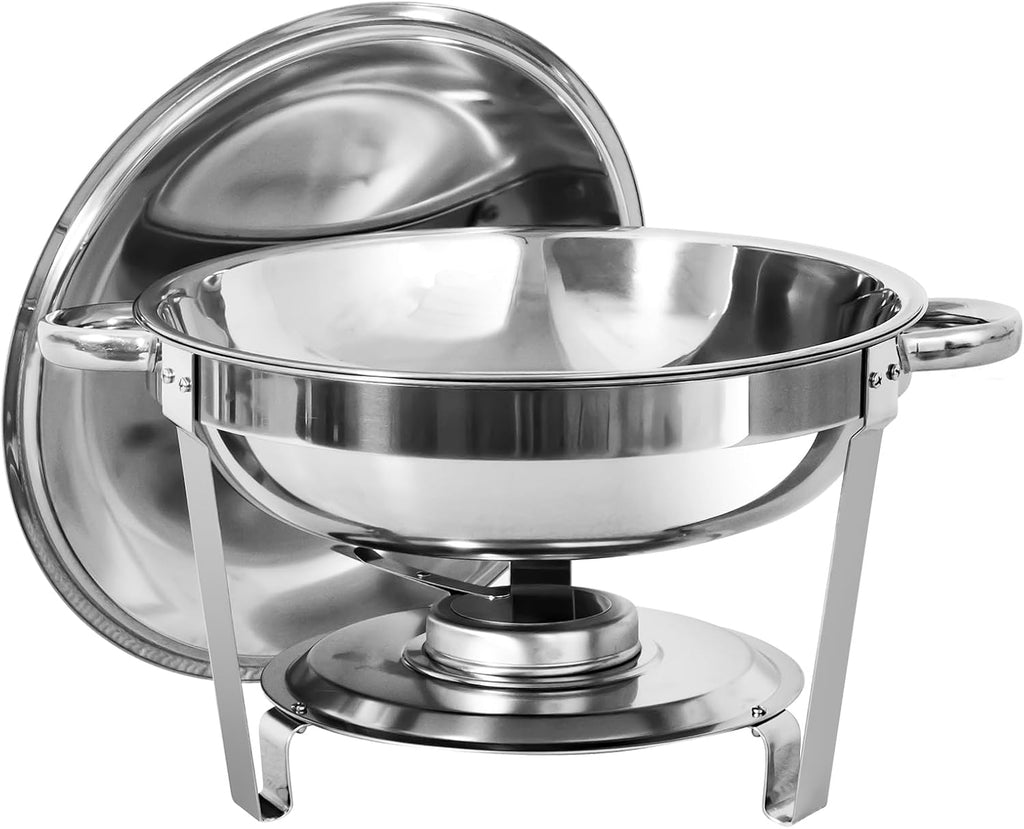 5 Qt Stainless Steel Round Chafing Dish Buffet Set 6 Pack C889242