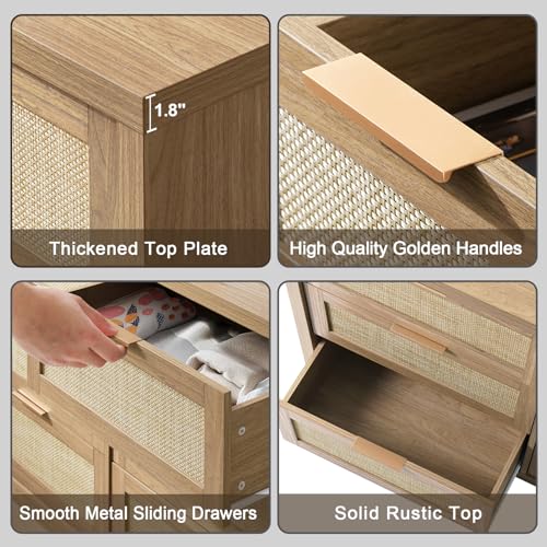 6 Drawer Rattan Wood Dresser T272414