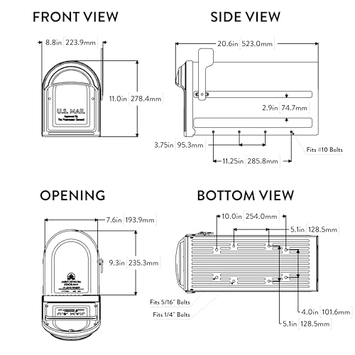 Galvanized Steel Post Mount Mailbox, Black, Large Capacity I246610