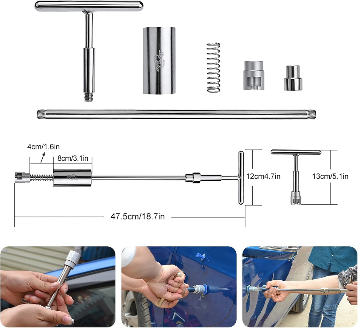 Auto Body Dent Remover Tools with LED Light Board and Storage Bag J808