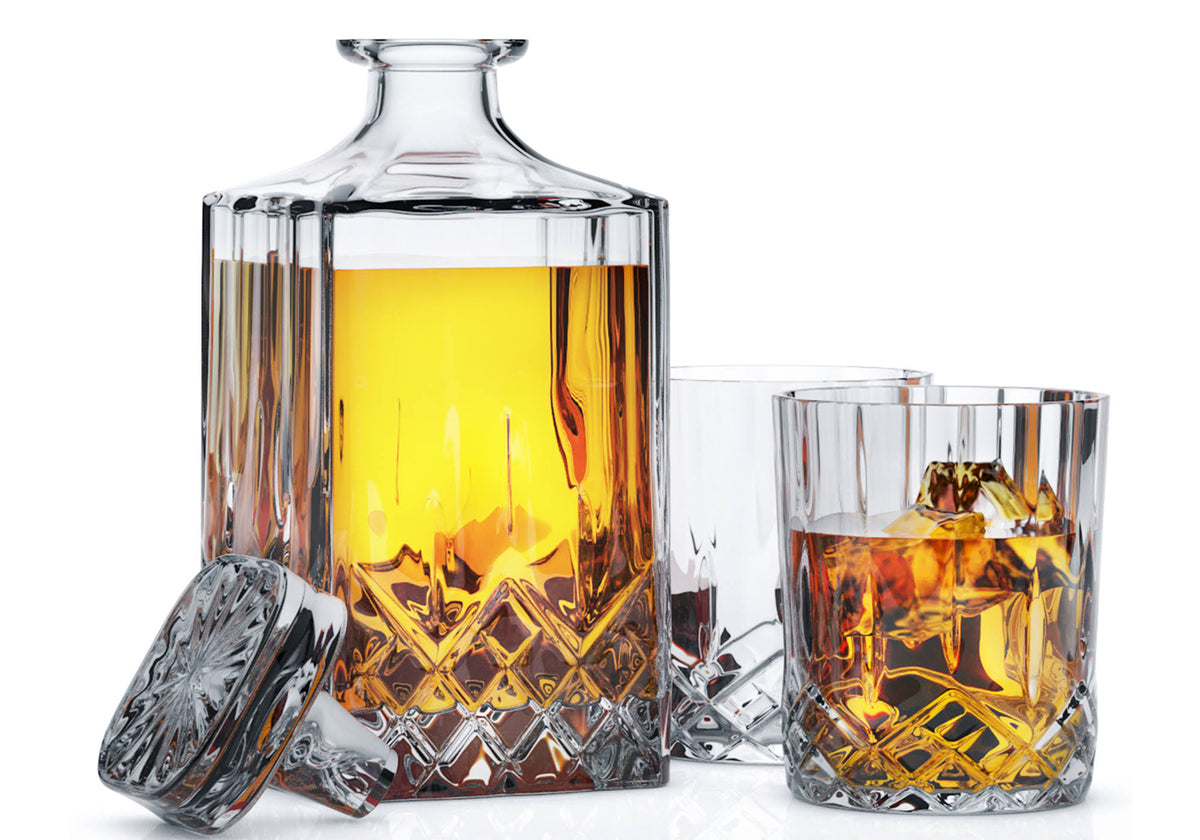 Crystal Decanter Set with 6 Double Old Fashioned Glasses A35630