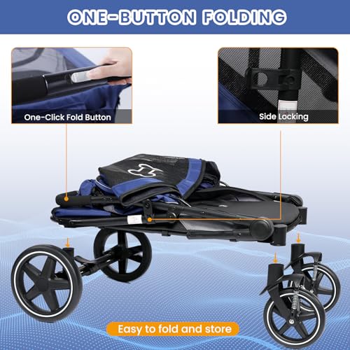 Navy Blue Pet Stroller with Access Ramp G98748