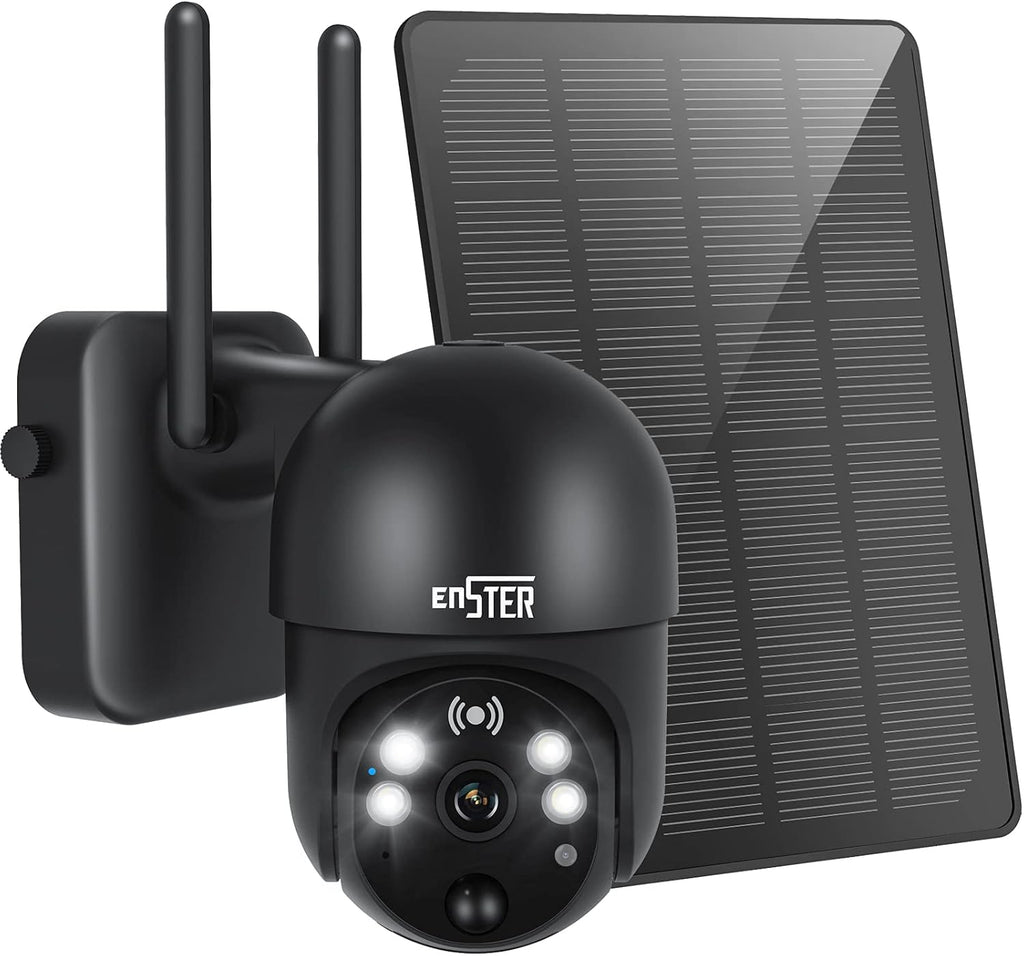 Solar Panel Security Surveillance Camera Outdoor Wireless 2.4g WiFi 360° PTZ Battery Spotlight Color 1080p Night Vision PIR Motion Detection 2-Way Audio Siren SD Cloud Storage IP65 Waterproof N97263