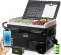 Portable Battery Operated Camping Fridge with Wheels, Dual Zone Freezer F573