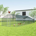 Large Metal Walk-in Chicken Coop with Waterproof UV Protection Cover J654534