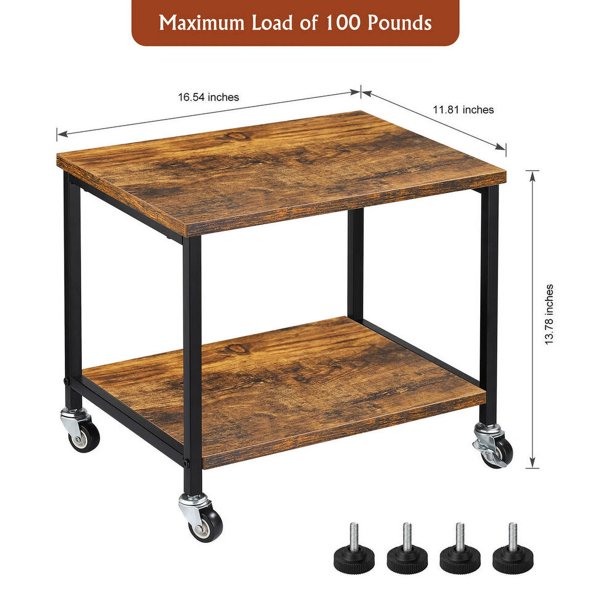 Under Desk Printer Stand 2 Tier with Wheels D199
