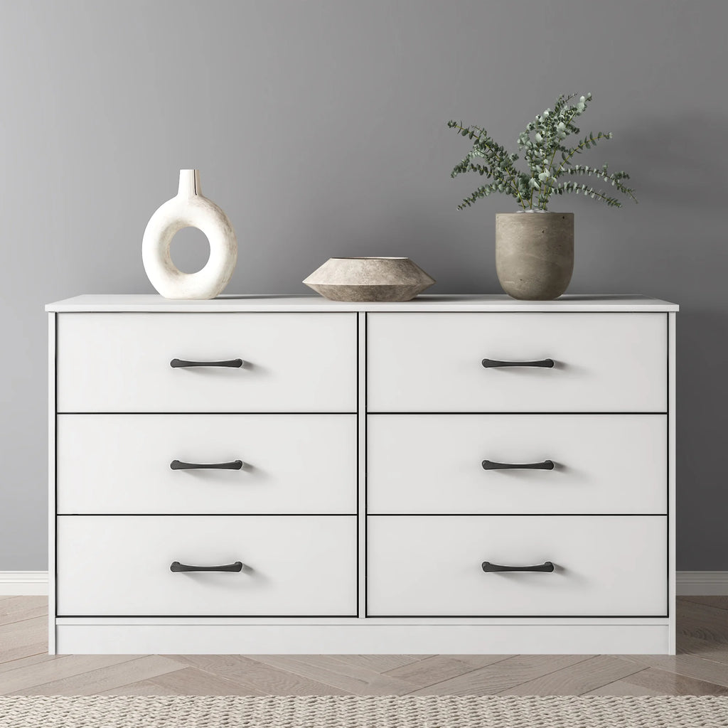 White 6 Drawer Dresser C646