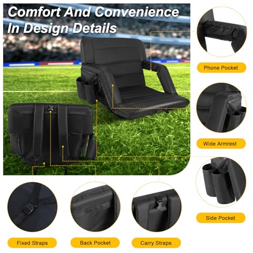 2 Pack Wide Folding Stadium Seats with Back Support and Cushion U193642
