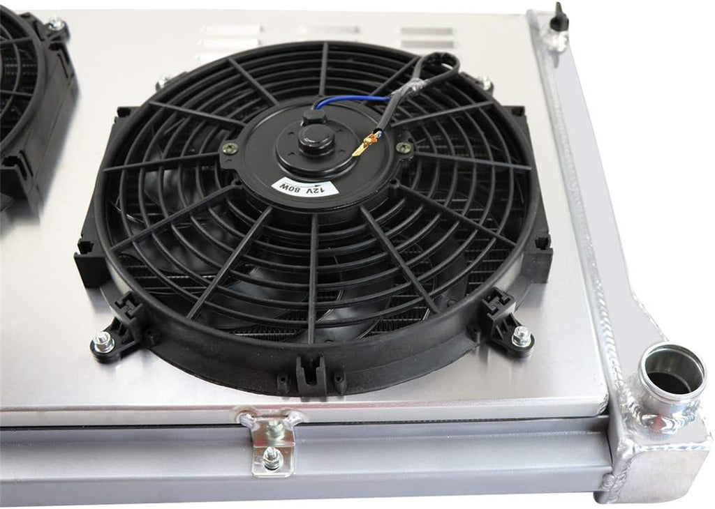 52MM 3 Row Aluminum Radiator with 2X12" Fan and Louver Shroud C840