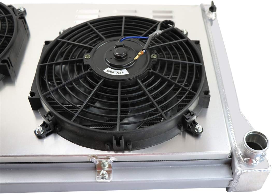 52MM 3 Row Aluminum Radiator with 2X12" Fan and Louver Shroud C840