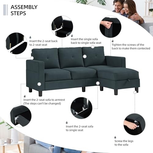 Convertible Sectional Sofa with Storage Ottoman B902972