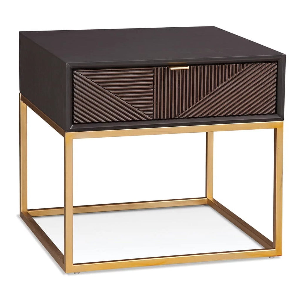 Black Wood and Metal Rectangular End Table E175157