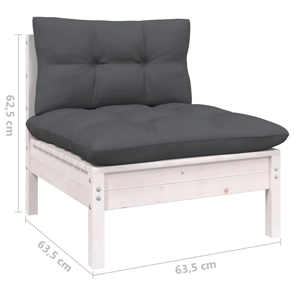 White Solid Pinewood Patio Sofa with Cushions V668720