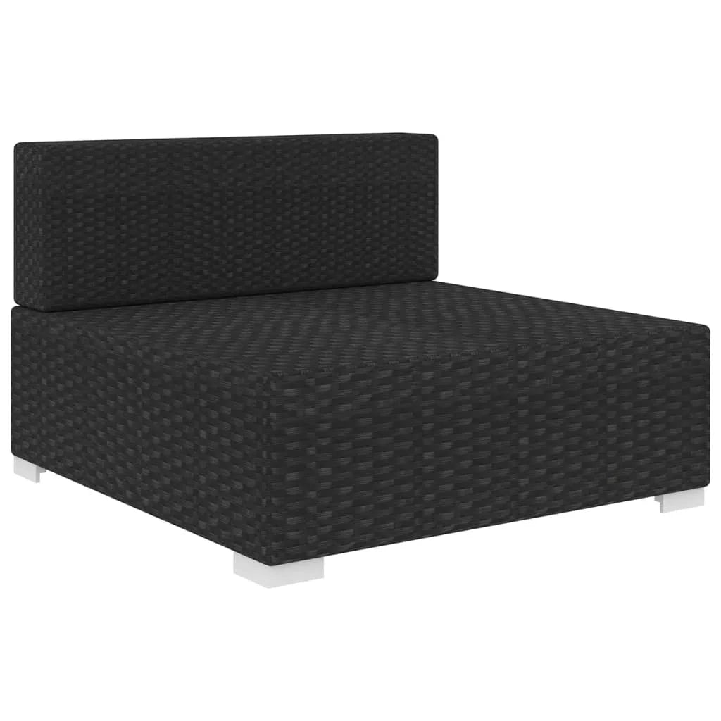 Poly Rattan Black Sectional Middle Seat with Cushions D383