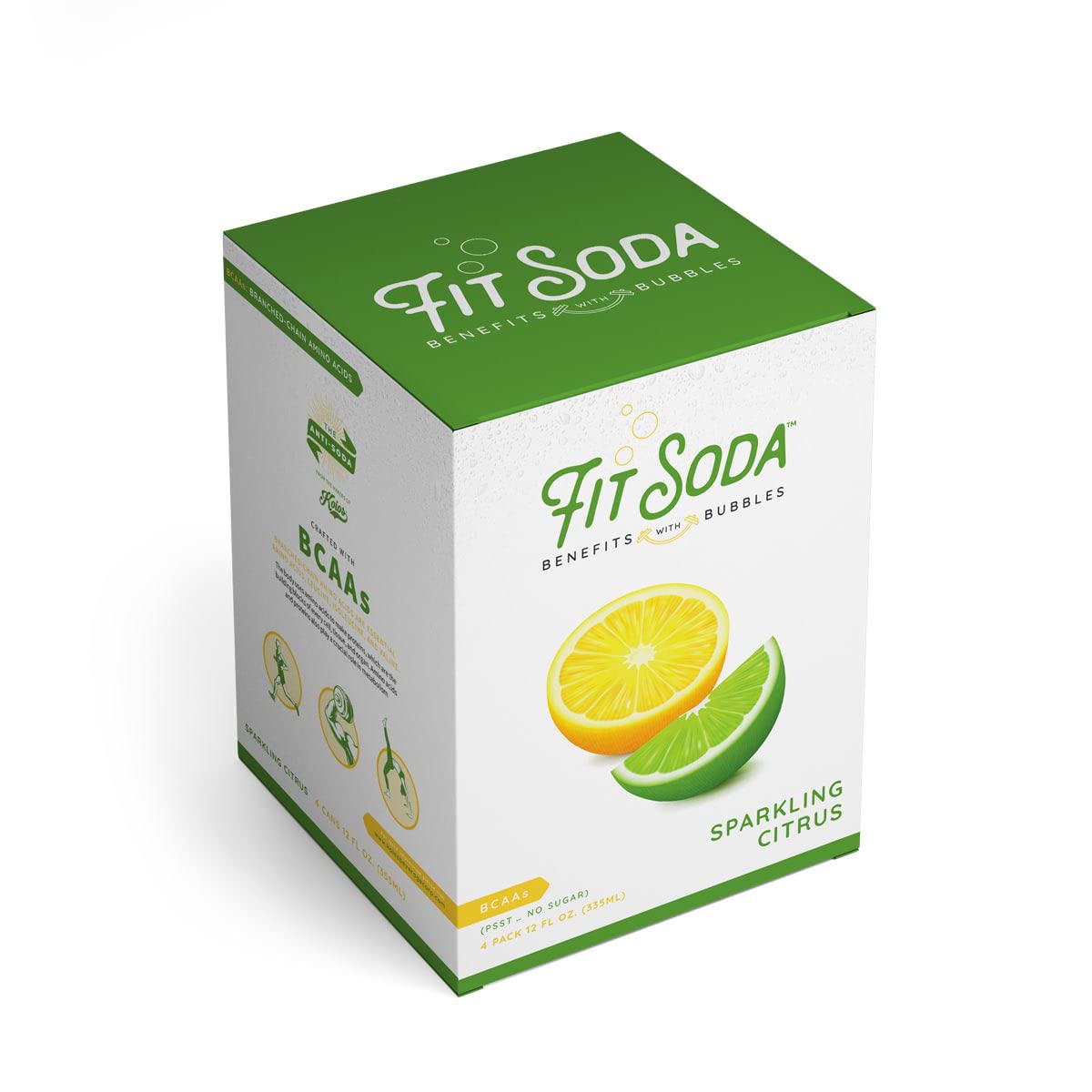 Sparkling Citrus Fit Soda, Zero Calorie Soft Drink, Hydrating Electrolytes & BCAAs (24 PACK) Pack of 2 G6119