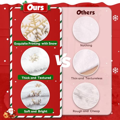 Christmas Tree Skirt 36 Inch Plush Gold Sequin Snowflake V619