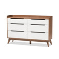 White Walnut 6-drawer Mid-century Chest T1801