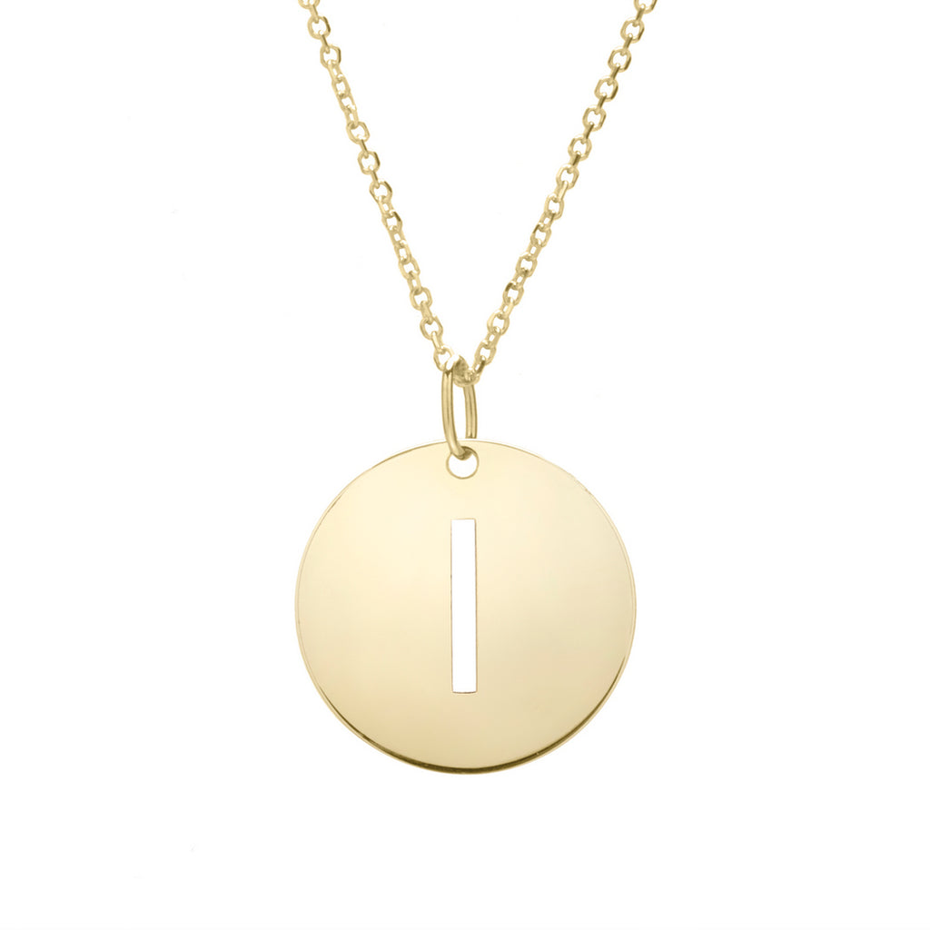 14k Yellow Gold Polished Letter i Necklace With Lobster Clasp 18 Inch E2495