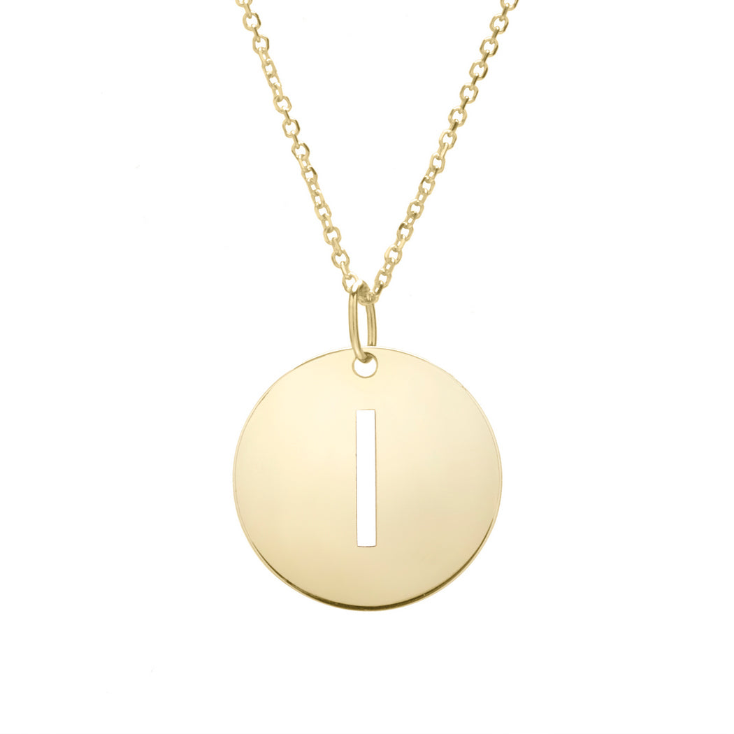 14k Yellow Gold Polished Letter i Necklace With Lobster Clasp 18 Inch E2495