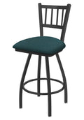 Swivel Extra Tall Bar Stool with Pewter Finish and Graph Tidal Seat U688