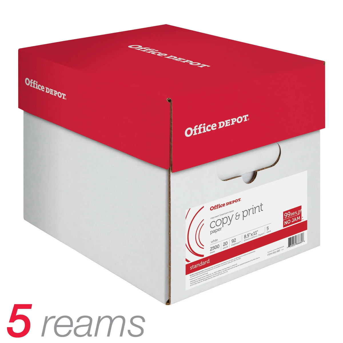 Copy Print Paper, 8 1/2in. x 11in., 20 Lb, 500 Sheets Per Ream, Case Of 5 Reams N1519