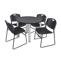 42" Round Breakroom Table and 4 Stack Chairs W933632