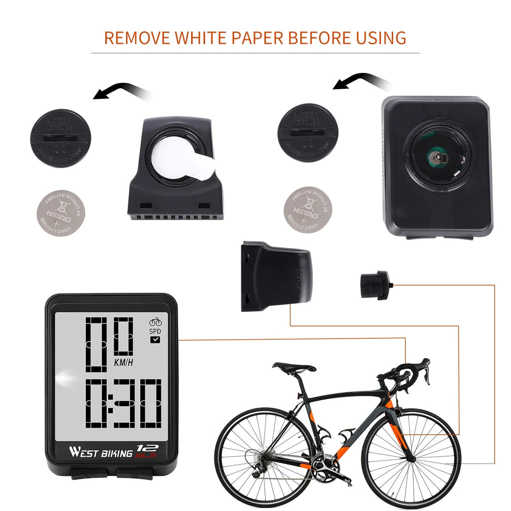 Black Wireless Bicycle Speedometer Y56250