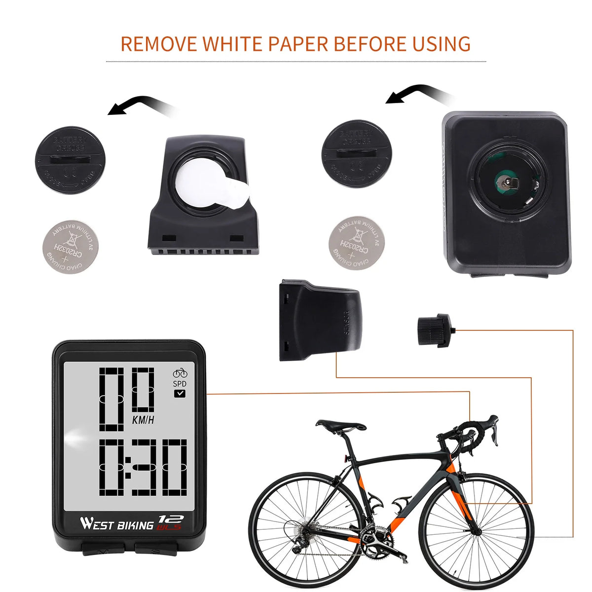 Black Wireless Bicycle Speedometer Y56250