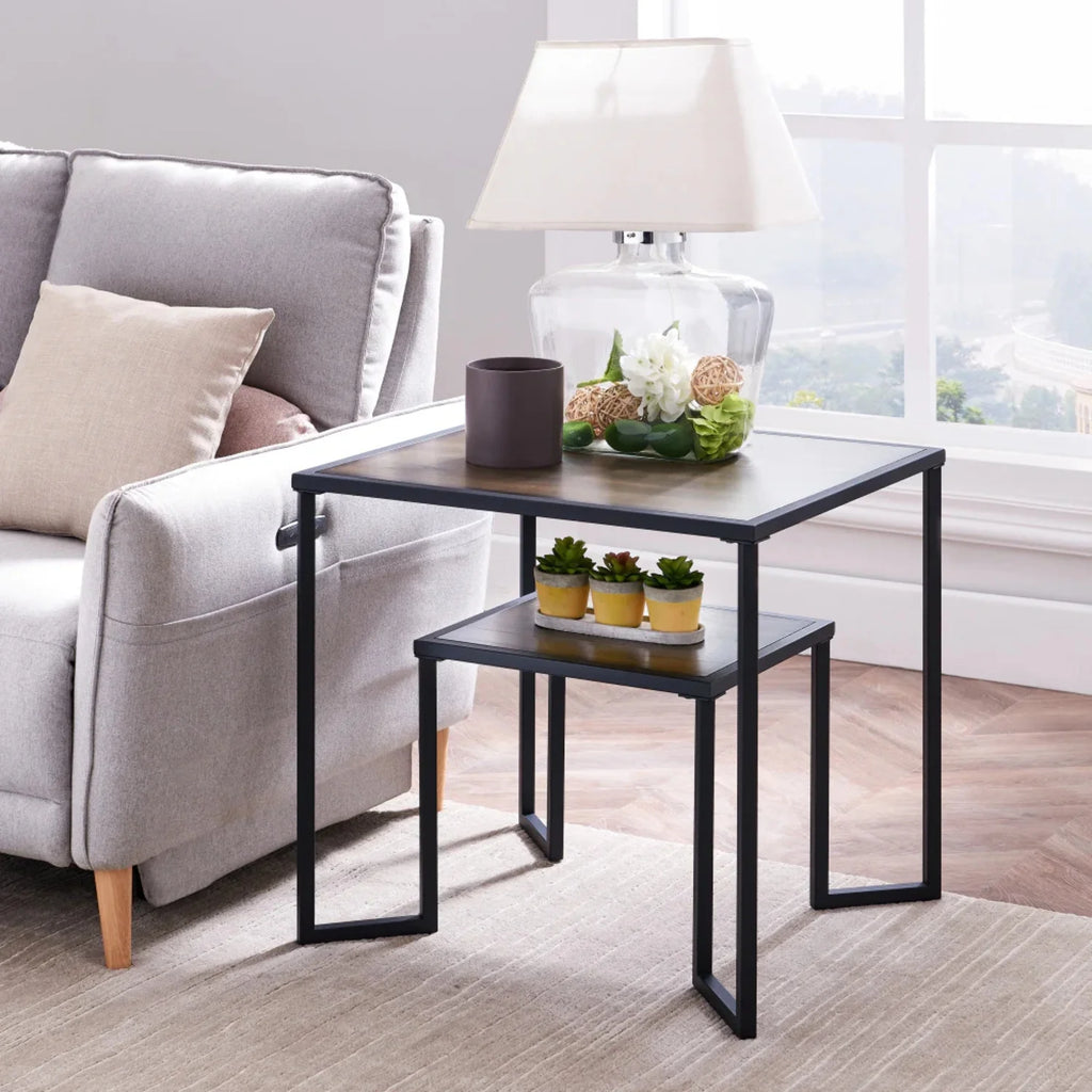 Industrial Square Coffee Table with Metal Frame N691572