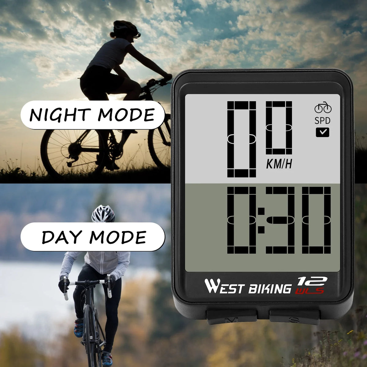 Black Wireless Bicycle Speedometer Y56250