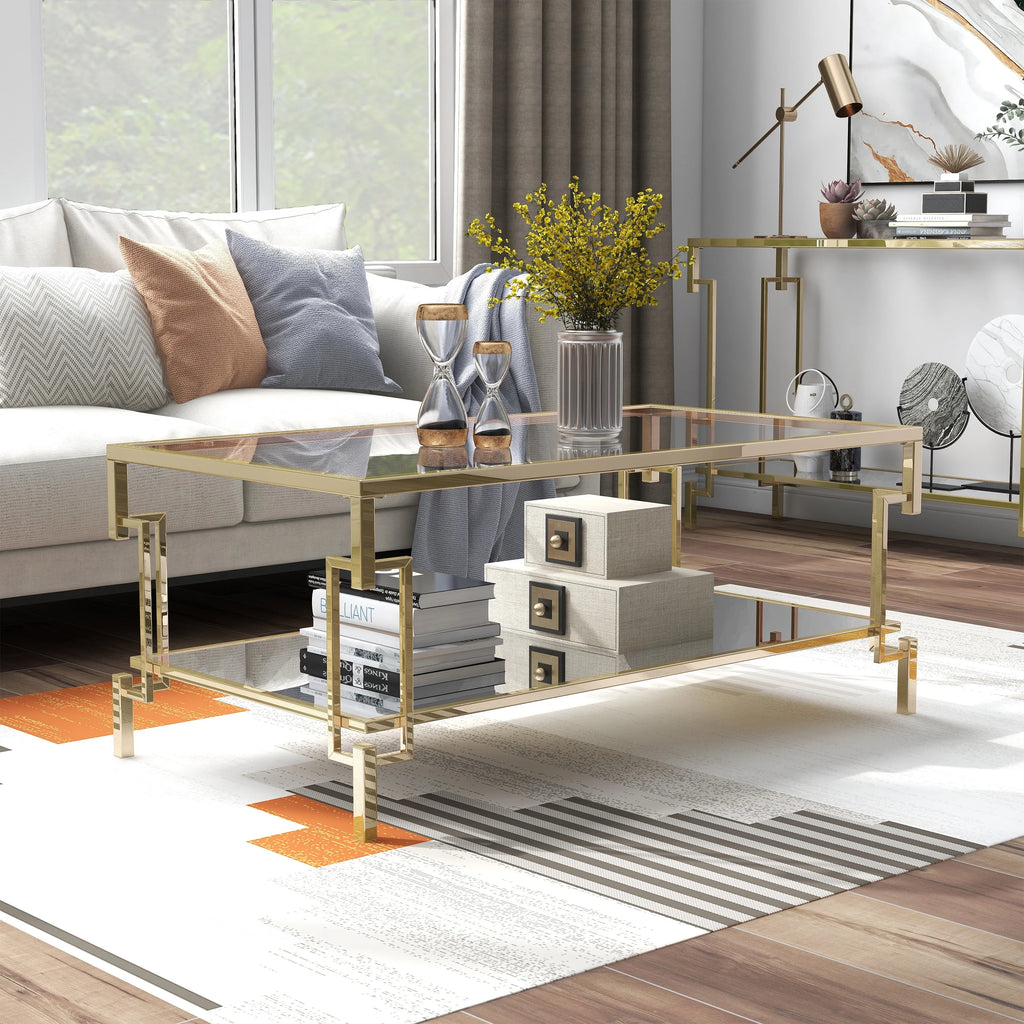 Glass Top 3-Piece Coffee Table Set with Shelf T985