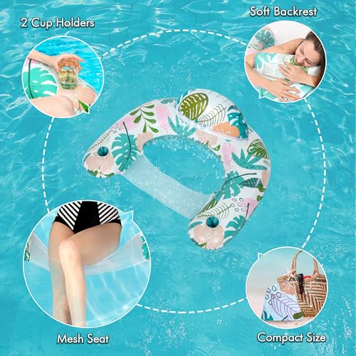 4 Pack Inflatable Pool Floats with Two Cup Holders N7081