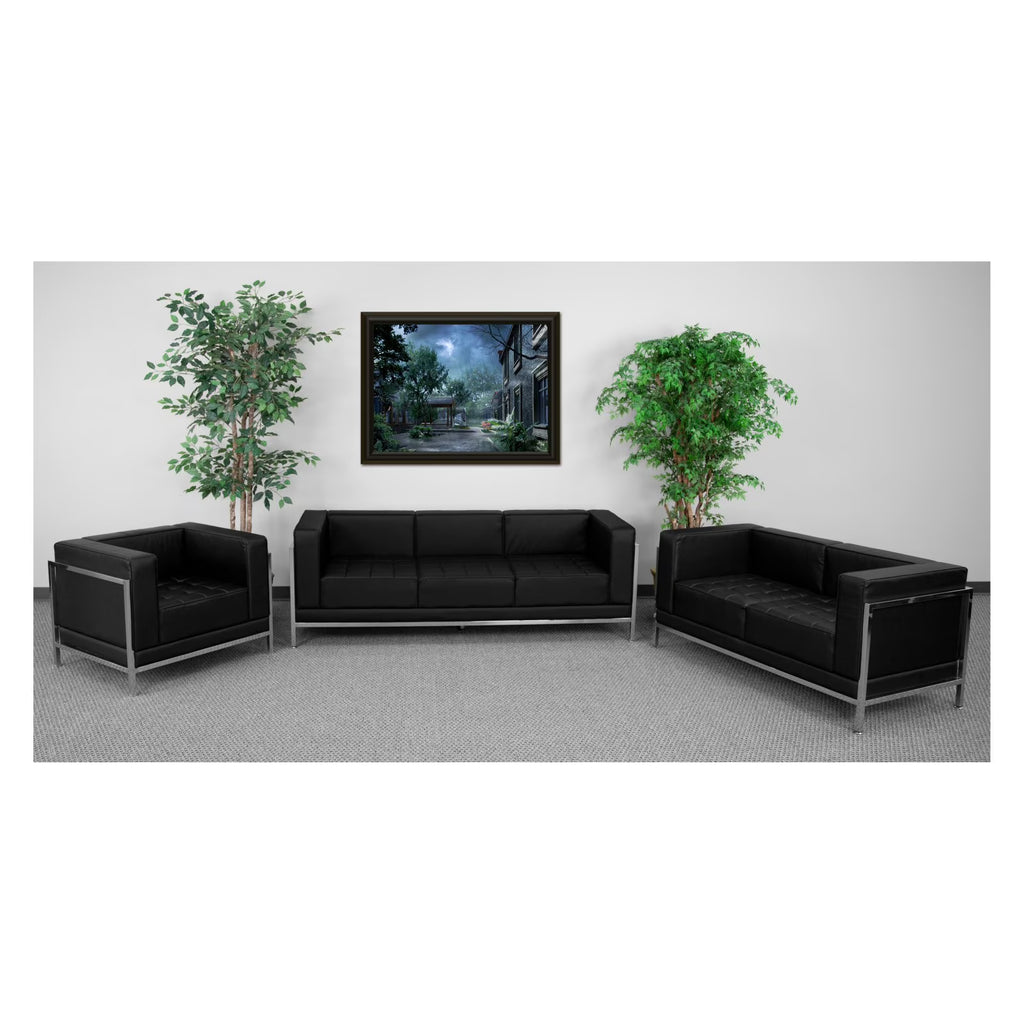 3-Piece Stainless Steel Sofa Set in Black E949