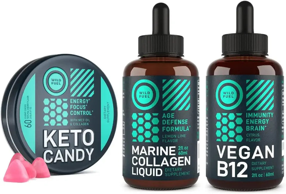 Keto Gummies, Marine Collagen and Vegan B12 Wellness Bundle W91414