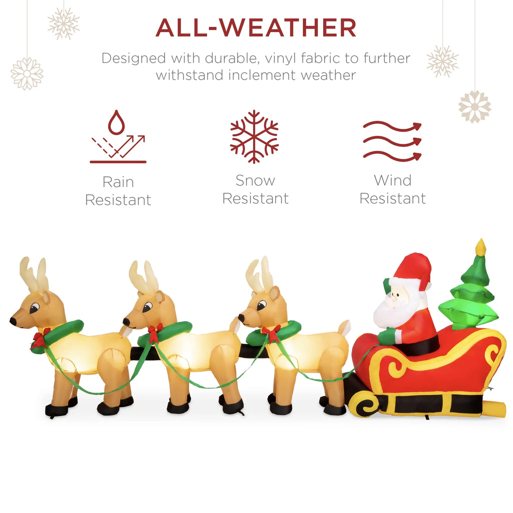 Lighted Inflatable Christmas Santa Claus & Reindeer W5761