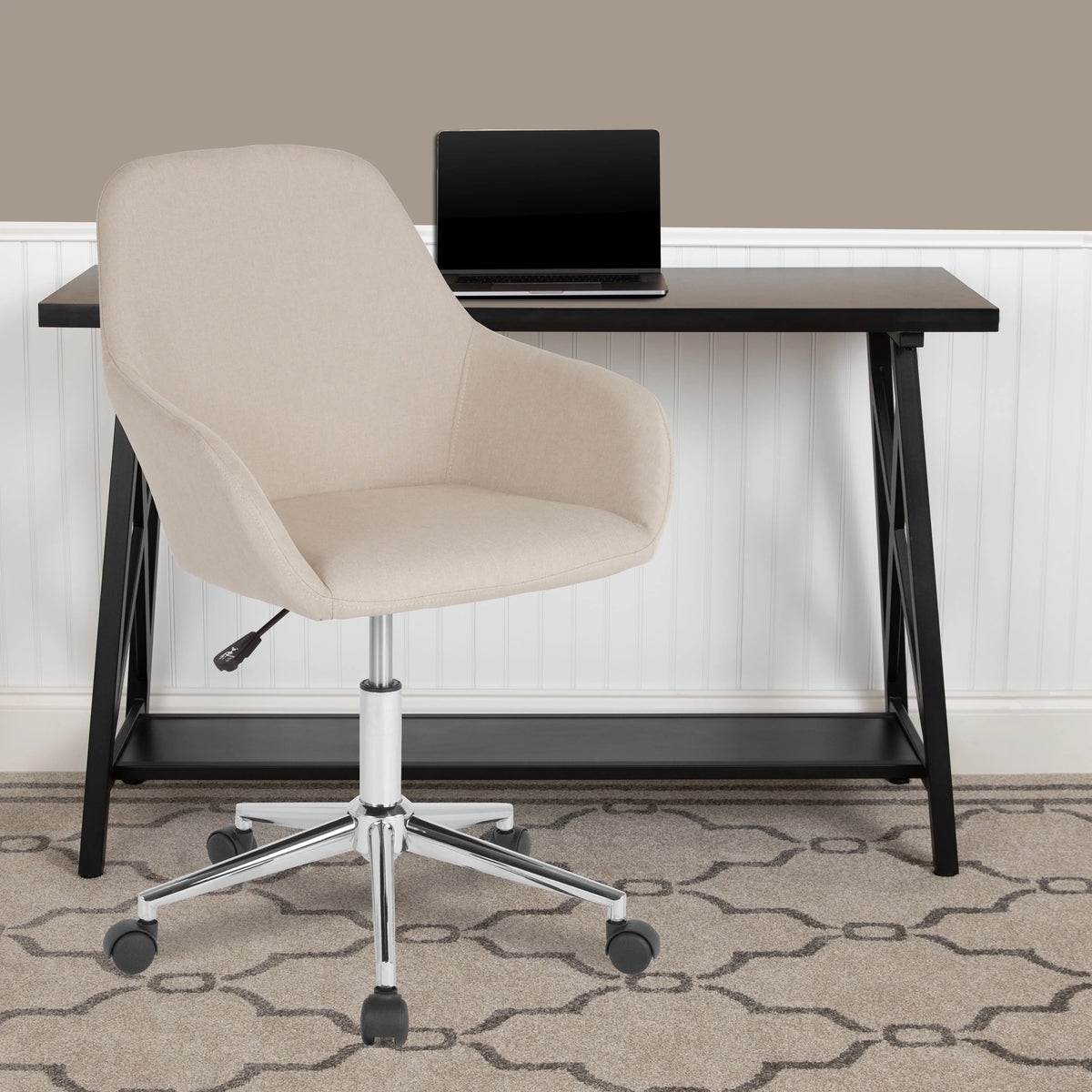 Beige Fabric Mid-Back Chair L381863