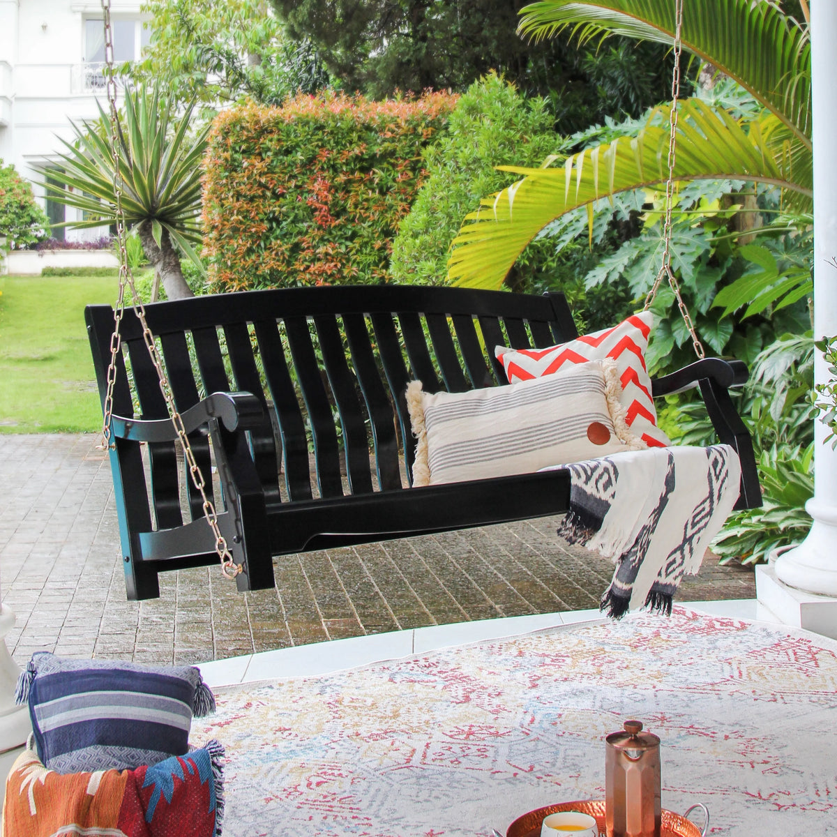 Mahogany Wood Porch Swing Q9116