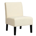 Beige Armless Accent Chair with Rubber Wood Legs L458