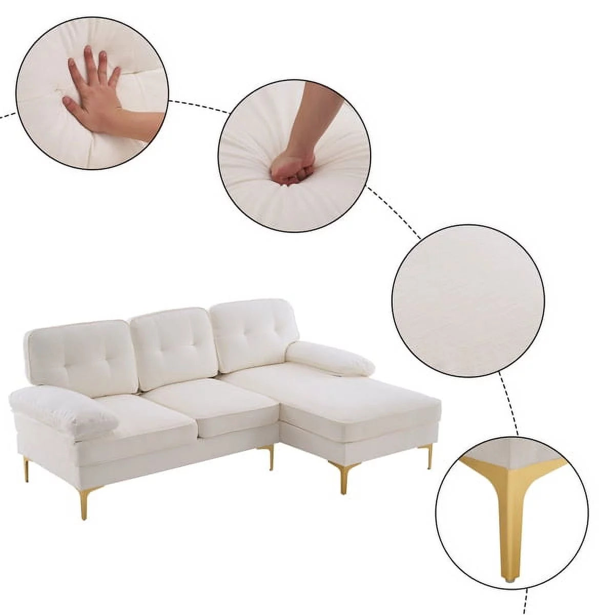 White Convertible Sectional Sofa S970091