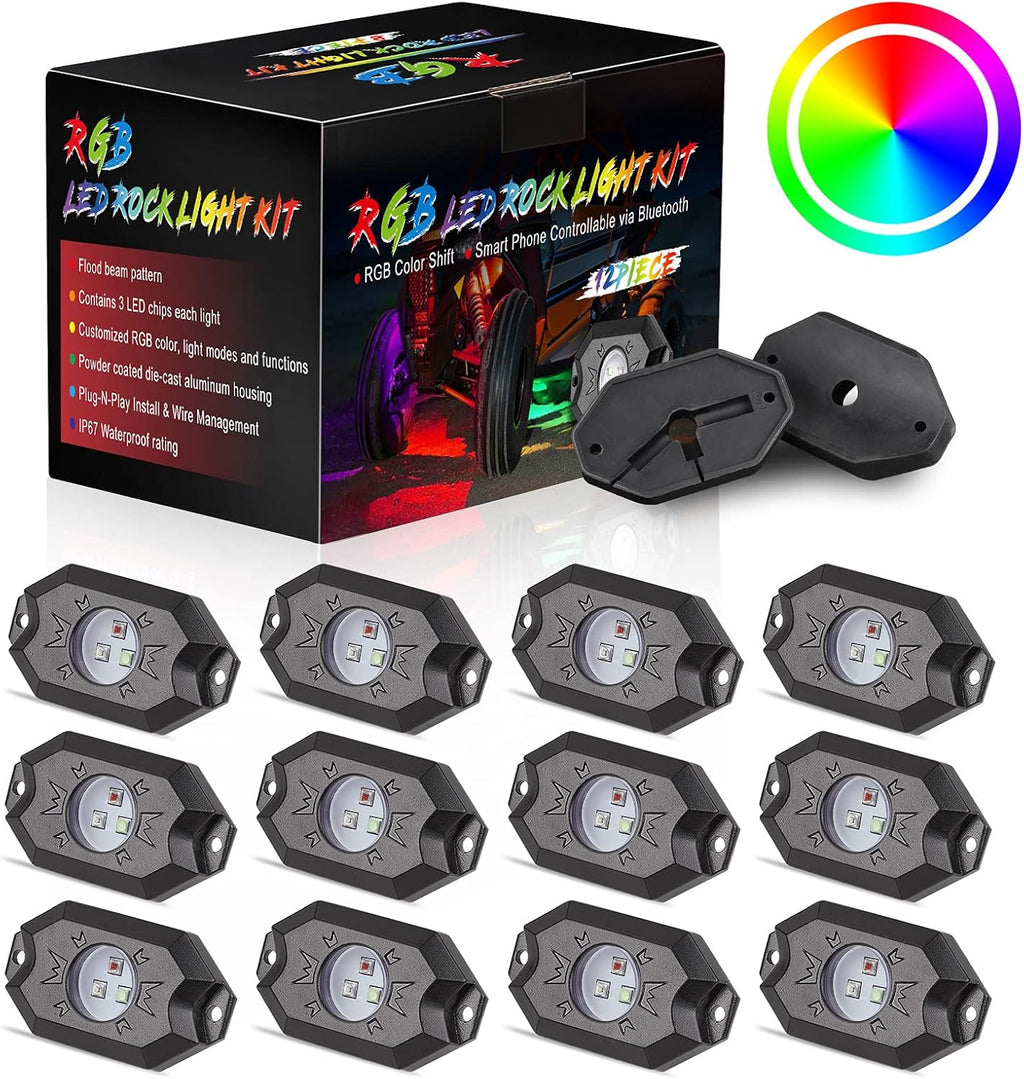 Multicolor LED Rock Light Kit with Bluetooth Controller E83686