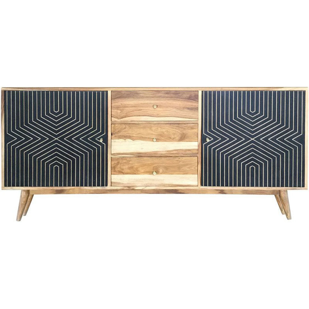 2 Door Server in Natural Sheesham and Black P61558