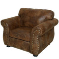 Brown Fabric Chair with Rolled Arm B648293