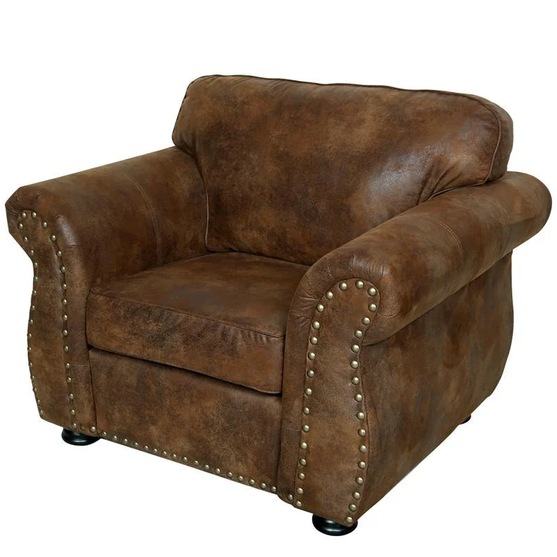 Brown Fabric Chair with Rolled Arm B648293